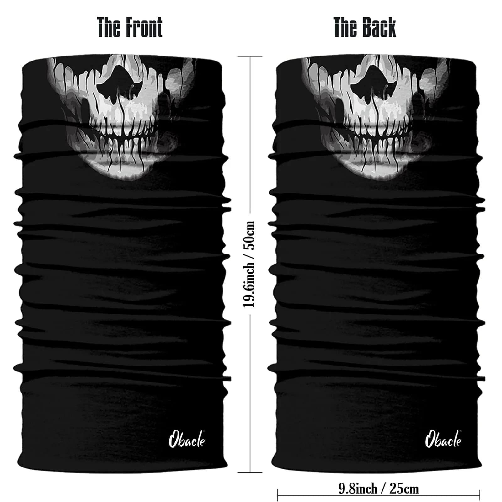 Obacle Skull Face Mask Thin Skeleton Mask 25cm (9.8in) x 50cm (19.7in) | UV Protection for Riding - view 2