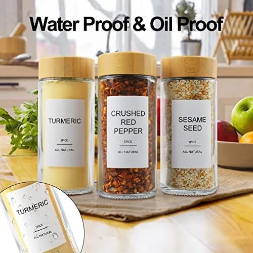 AISIPRIN Glass Spice Jars with Labels 4oz | Airtight Bamboo Lids & Accessories (70-120 chars) thumbnail 6