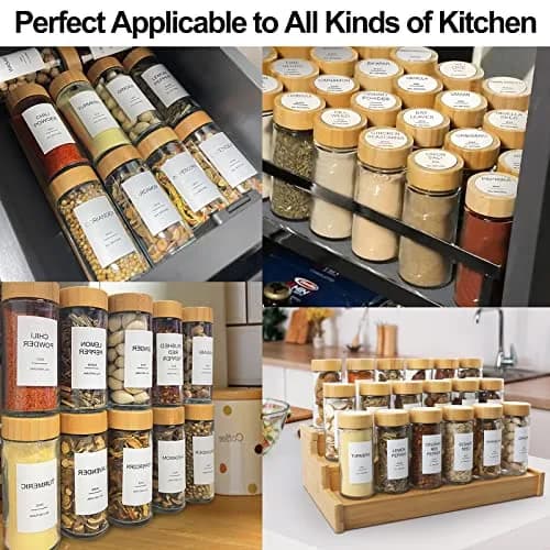 AISIPRIN Glass Spice Jars with Labels 4oz | Airtight Bamboo Lids & Accessories (70-120 chars) thumbnail 7