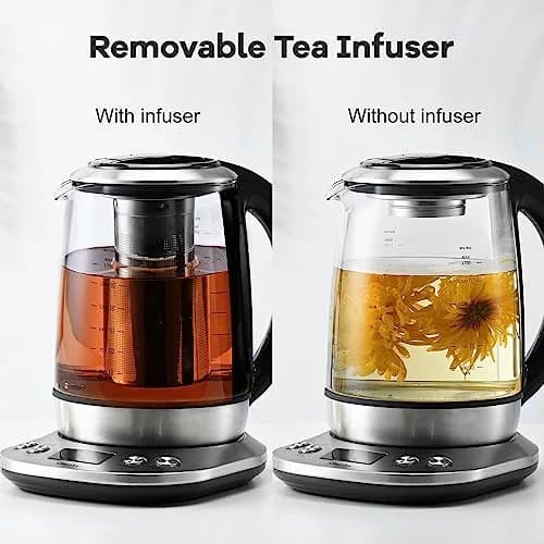 Mecity Electric Tea Kettle Borosilicate Glass Tea Maker 1.7L (57 oz) | Temperature Control with Infuser & LCD Display thumbnail 4