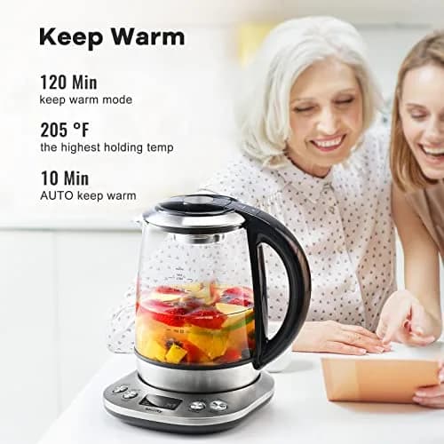 Mecity Electric Tea Kettle Borosilicate Glass Tea Maker 1.7L (57 oz) | Temperature Control with Infuser & LCD Display thumbnail 8