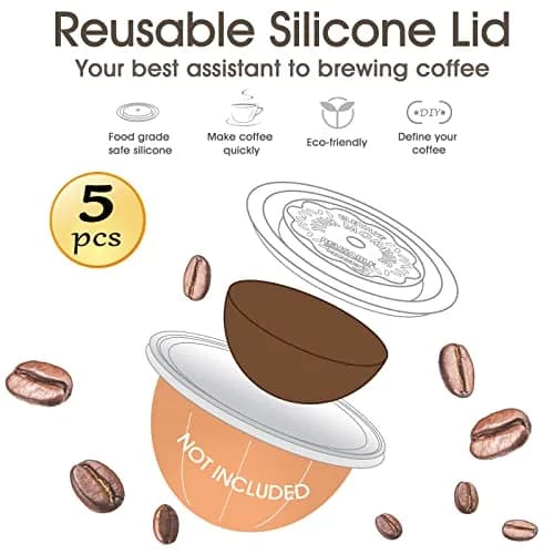 VIVI SKY Silicone Lids for Nespresso Vertuo Pods: 5 Pack Reusable Covers | Fits All Vertuo Sizes thumbnail 2