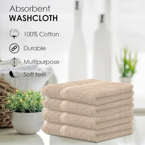 Avalon Towels Cotton Washcloths 12x12 Inches Pack of 60 | Soft & Absorbent Face Towels for Home & Spa thumbnail 7