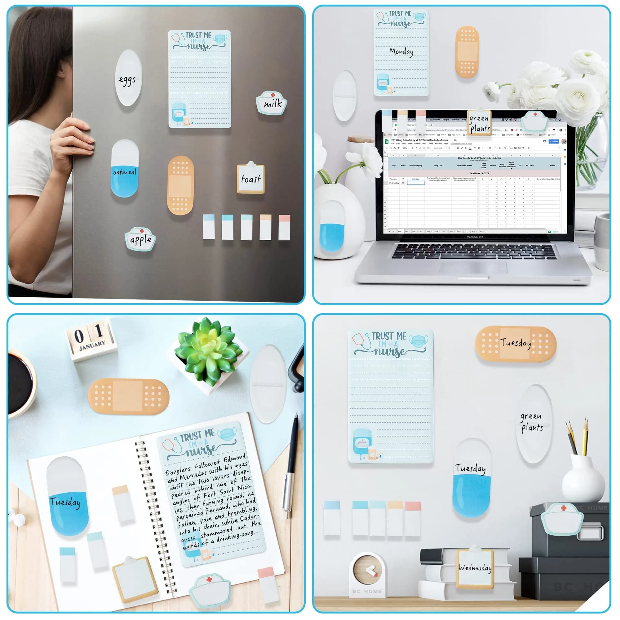 Xqumoi Nurse Sticky Notes Set, 550 Sheets, Cute Cartoon Medical Supplies Memo Pads Bundle | Ideal for Nursing Students & Hospital Staff - view 6