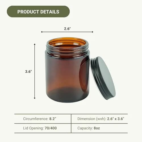 Nature Packaged Glass Amber 8oz Jar | Leak-Proof, Sun-Protected, Reusable (70-120 chars) thumbnail 4