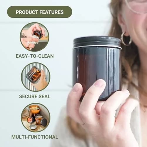 Nature Packaged Glass Amber 8oz Jar | Leak-Proof, Sun-Protected, Reusable (70-120 chars) thumbnail 2