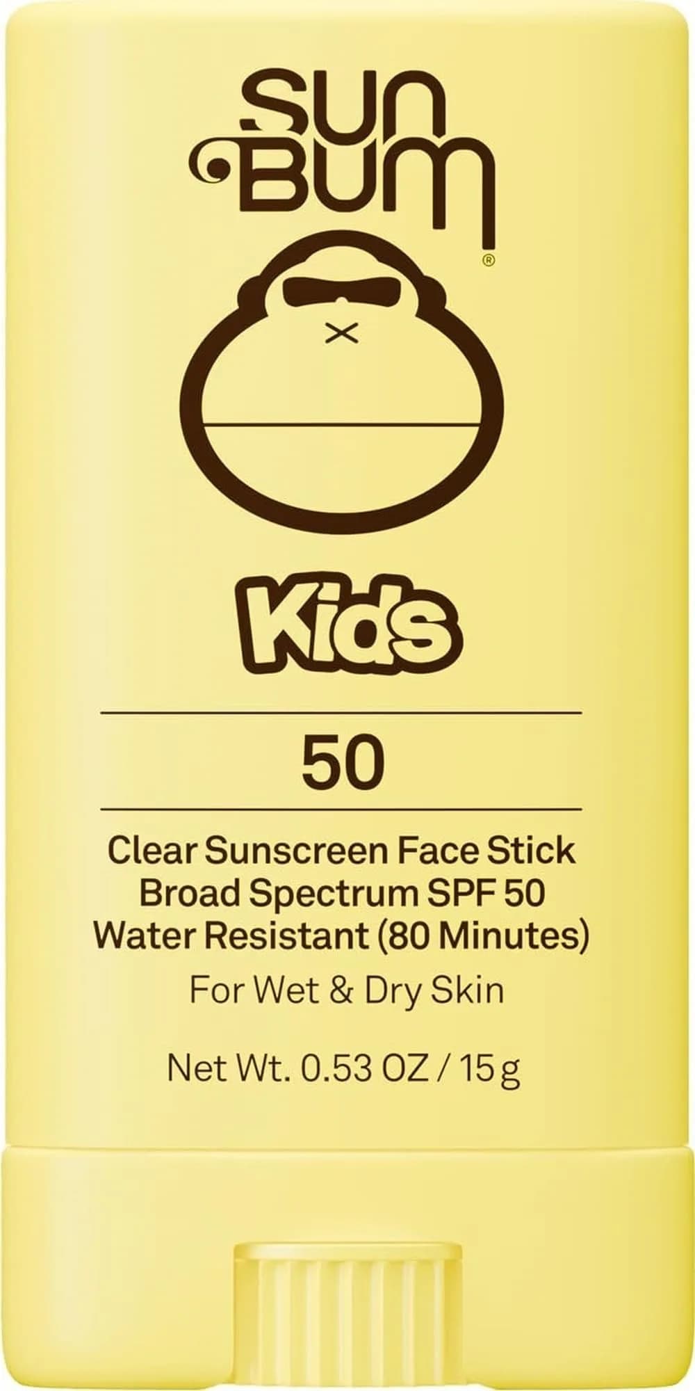 Sun Bum Kids SPF 50 Clear Face Stick Sunscreen 15ml (0.53 oz) | Water Resistant for Active Kids - main product image