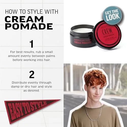 American Crew Men's Hair Cream Pomade, Light Hold, Low Shine, 3 oz (88.7 ml) | Natural Look Styling thumbnail 5
