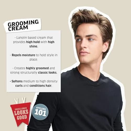 American Crew Men's Grooming Cream High Hold High Shine 85g (3 oz) | Styles Hair with Moisture Repelling Formula thumbnail 3