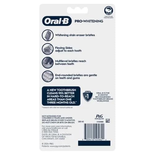 Oral-B 3D White Deep Stain Remover Toothbrushes 6 Count | Removes 90% Surface Stains, Whitens Teeth, Gentle on Gums thumbnail 7