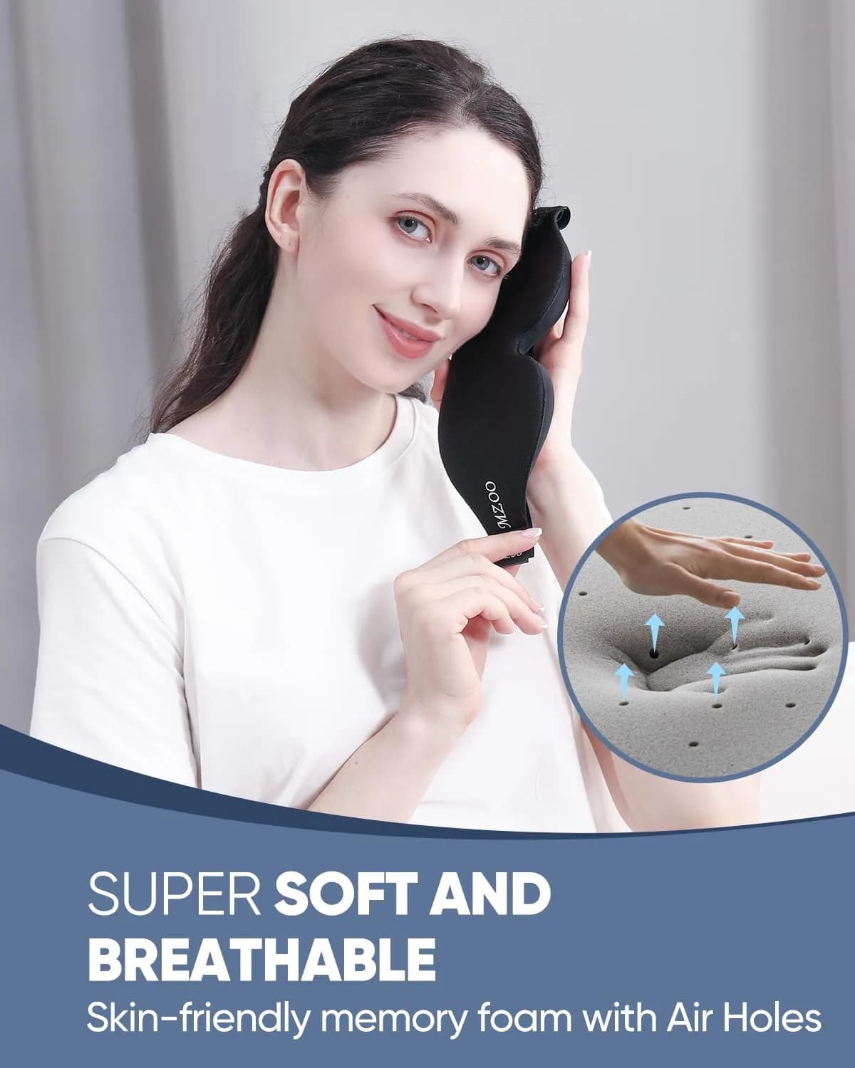 MZOO 3D Contoured Sleep Mask for Side Sleepers, Total Light Blocking Eye Shade for Men and Women - view 5