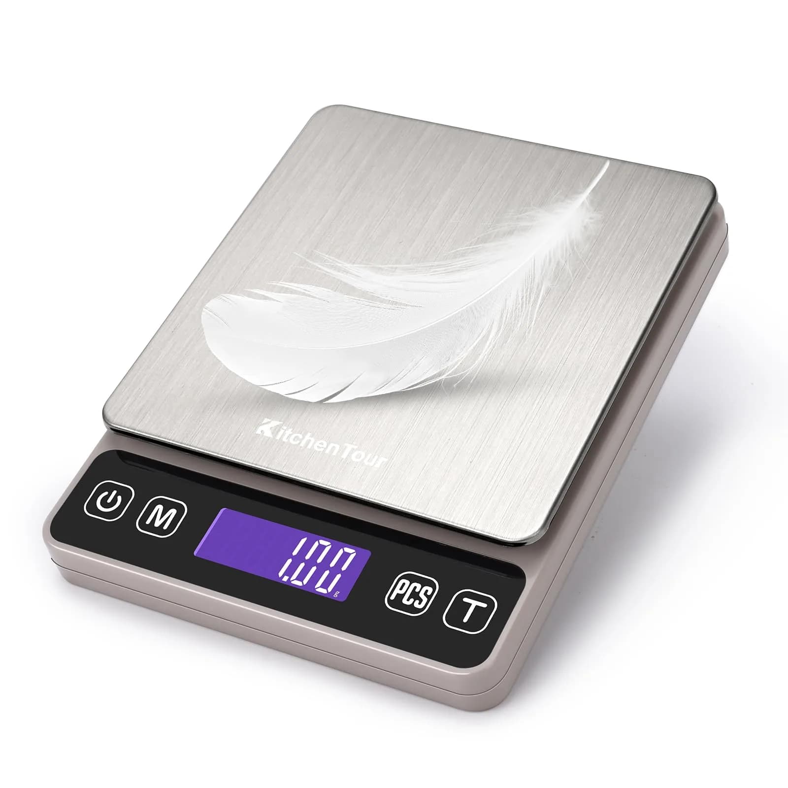K KitchenTour Grey 500g/0.01g Digital Kitchen Scale | Precision Weighing for Cooking & Ingredients