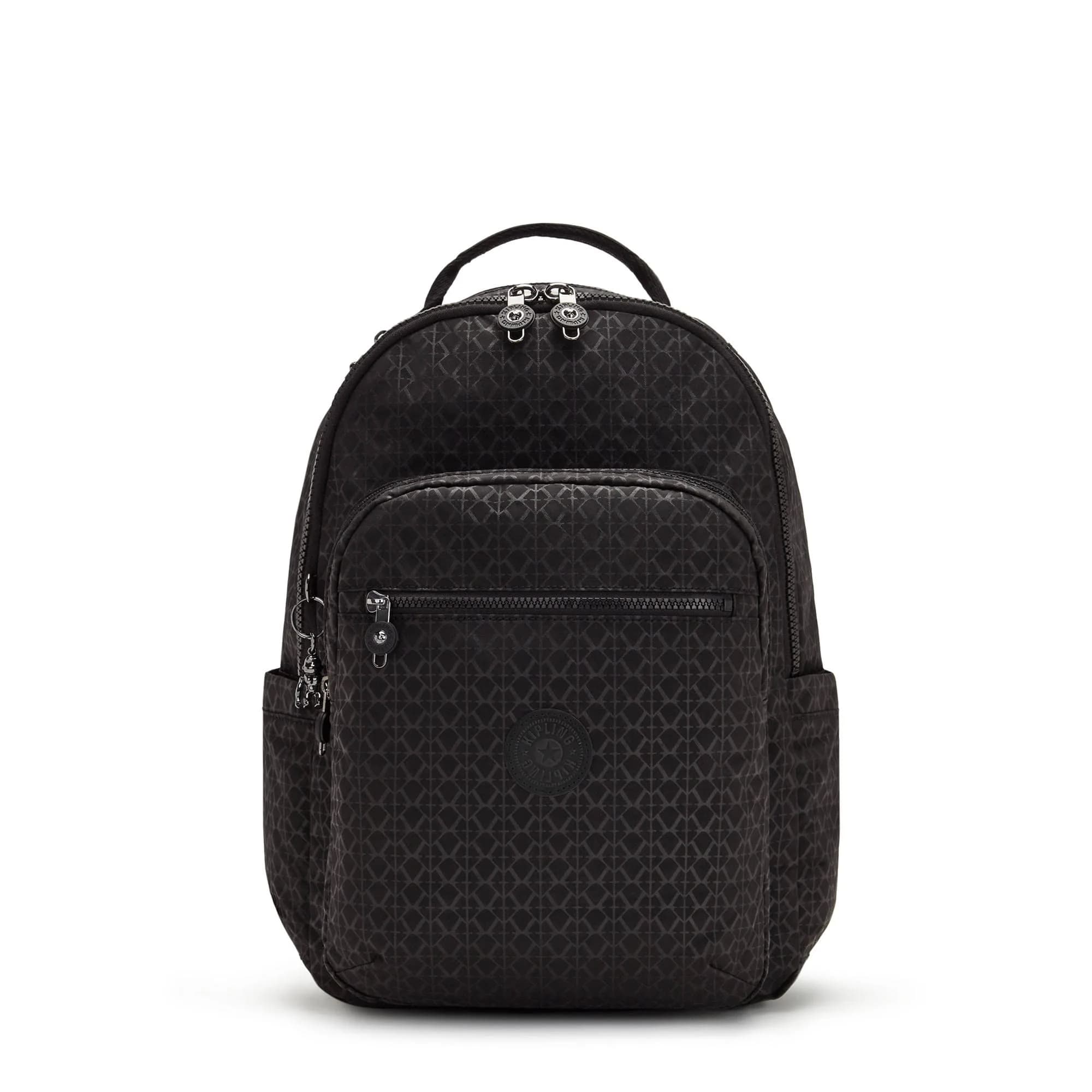 Kipling Seoul Extra Large 17” Laptop Backpack True Blue | Durable, Roomy with Padded Shoulder Straps, Bag — Signature Emb / 12.75''L x 17.25''H x 8''D