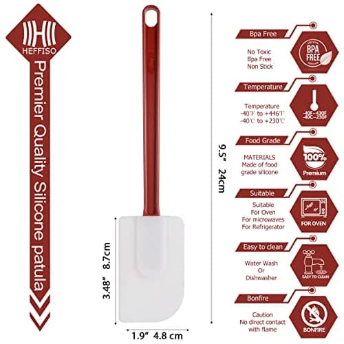 heffiso 3 PCS Commercial Grade Heat Resistant Silicone Spatulas | 9.5-Inch Nonstick BPA-Free Kitchen Utensils thumbnail 8