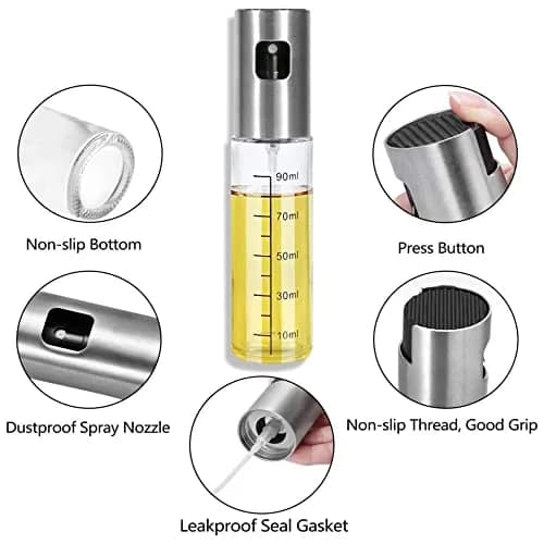 FINECE Oil Sprayer for Cooking 100ml | Stainless Steel & Glass Oil Mister for Air Fryers thumbnail 2