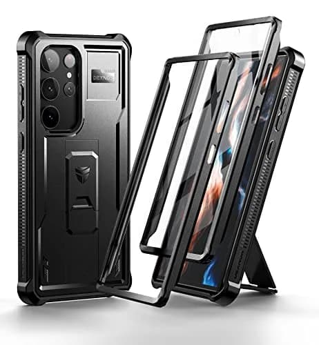 Dexnor Compatible with Samsung Galaxy S23 Ultra Case, Double Front Frame & Stand, Shock Absorber Technology Drop Protection - Black | Shockproof & Robust thumbnail 1