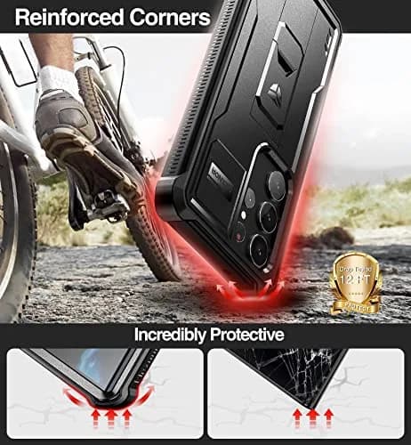 Dexnor Compatible with Samsung Galaxy S23 Ultra Case, Double Front Frame & Stand, Shock Absorber Technology Drop Protection - Black | Shockproof & Robust thumbnail 3
