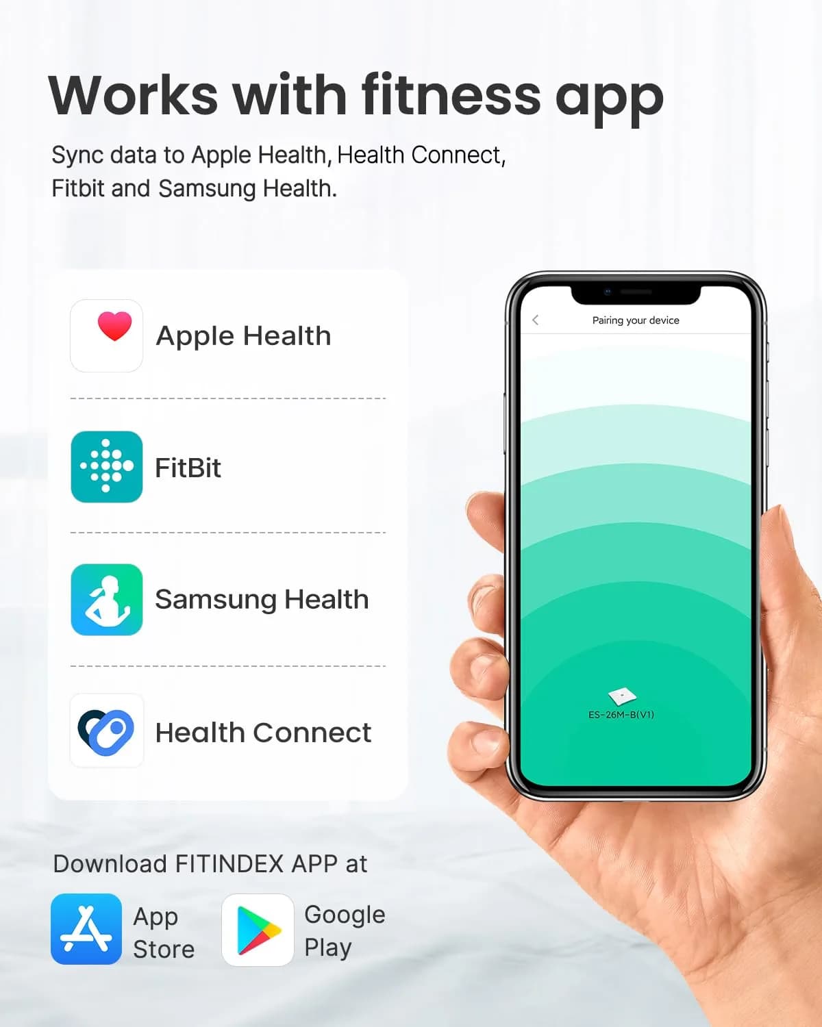 FITINDEX Smart Scale and Tape Measure | Bluetooth Body Composition Analyzer with App Sync | 180kg (400lb) Capacity - view 6