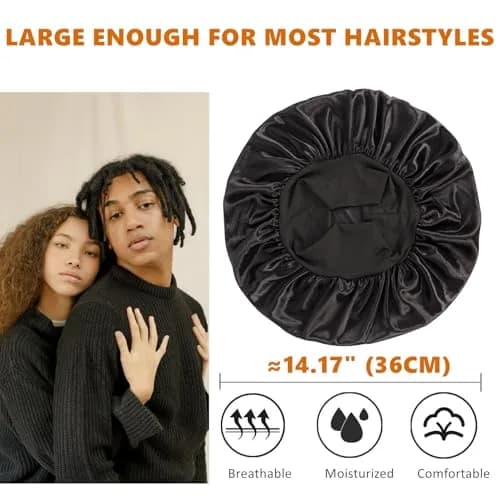 Himoswis Satin Hair Bonnet for Sleeping Women & Men | Reversible Double-Layered Silk Sleep Cap thumbnail 4