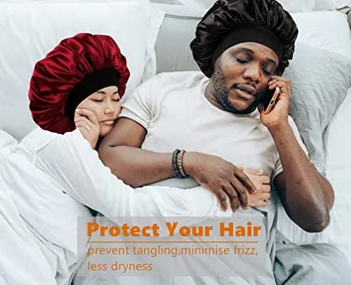 Himoswis Satin Hair Bonnet for Sleeping Women & Men | Reversible Double-Layered Silk Sleep Cap thumbnail 6