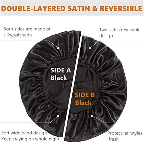 Himoswis Satin Hair Bonnet for Sleeping Women & Men | Reversible Double-Layered Silk Sleep Cap thumbnail 2