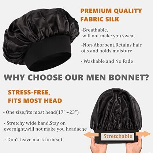 Himoswis Satin Hair Bonnet for Sleeping Women & Men | Reversible Double-Layered Silk Sleep Cap thumbnail 3