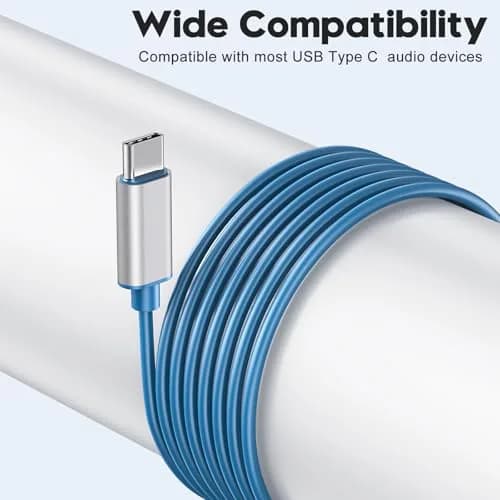 BENEWY Wired USB C Headphones with Mic & Volume Control, 1.2m Tangle-Free Cable, 14.2mm Dynamic Drivers | Blue thumbnail 5
