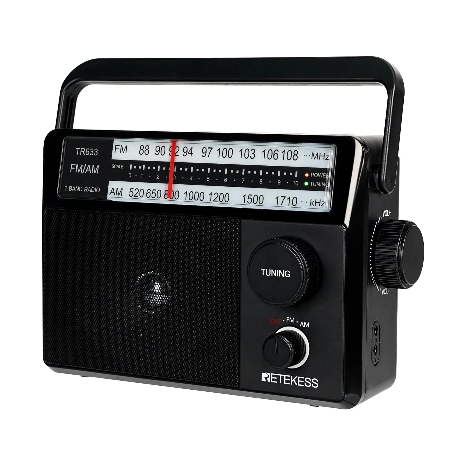 Retekess TR633 AM FM Radio Portable with Best Reception, Wall Plug & External Antenna (Medium, Black) — TR633
