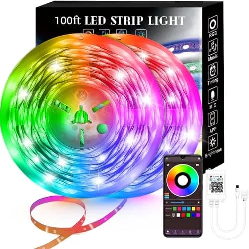 Lcutml 100FT Smart LED Strip Lights, RGBW+MULTI Color Changing with Music Sync, 2 Rolls (50ft each) | Dimmable, Cuttable, Non-Waterproof thumbnail 1