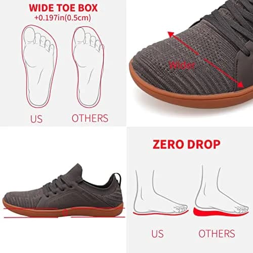 relxfeet Men's Barefoot Shoes Wide Toe Box Zero Drop Brown 8 | Ground Feedback & Flexibility thumbnail 3