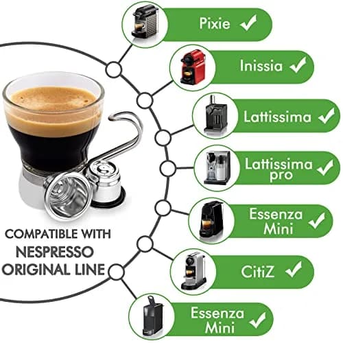 CAPMESSO Reusable Capsules for Nespresso OriginalLine: 6 Stainless Pods + 100 Lids + Wood Tray thumbnail 7