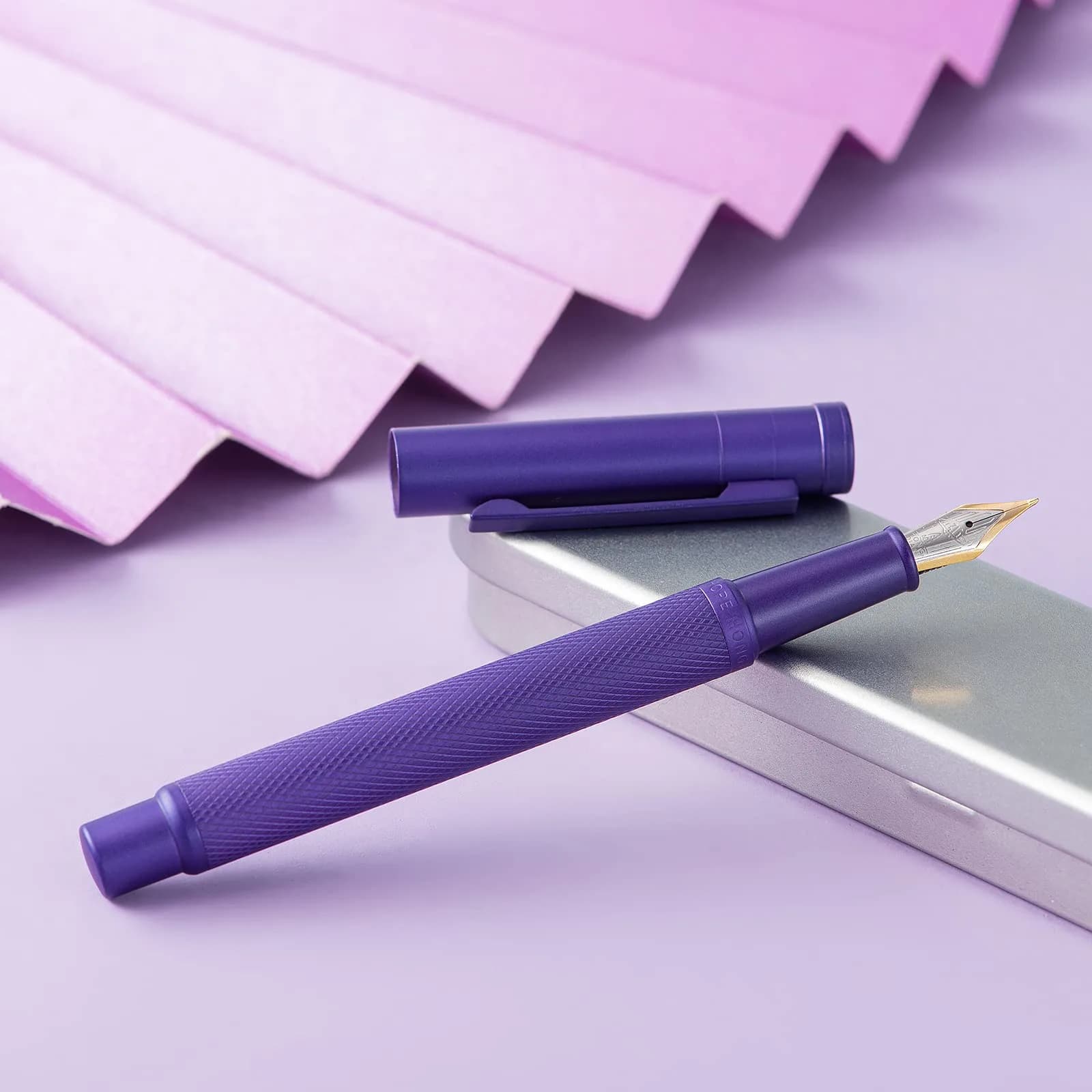 Asvine Hongdian 1851 Purple Forest Fountain Pen Blade Nib 13.8cm (5.43in) | Smooth Ink Flow for Daily Writing - view 5