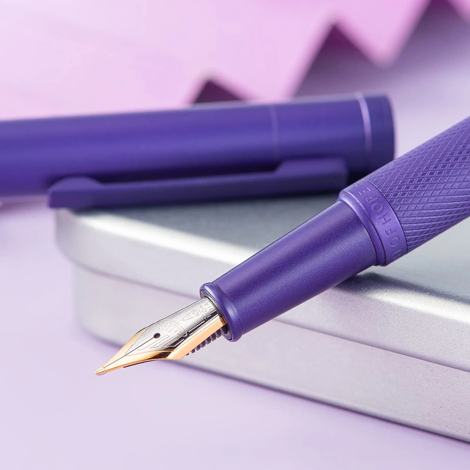 Asvine Hongdian 1851 Purple Forest Fountain Pen Blade Nib 13.8cm (5.43in) | Smooth Ink Flow for Daily Writing - view 4