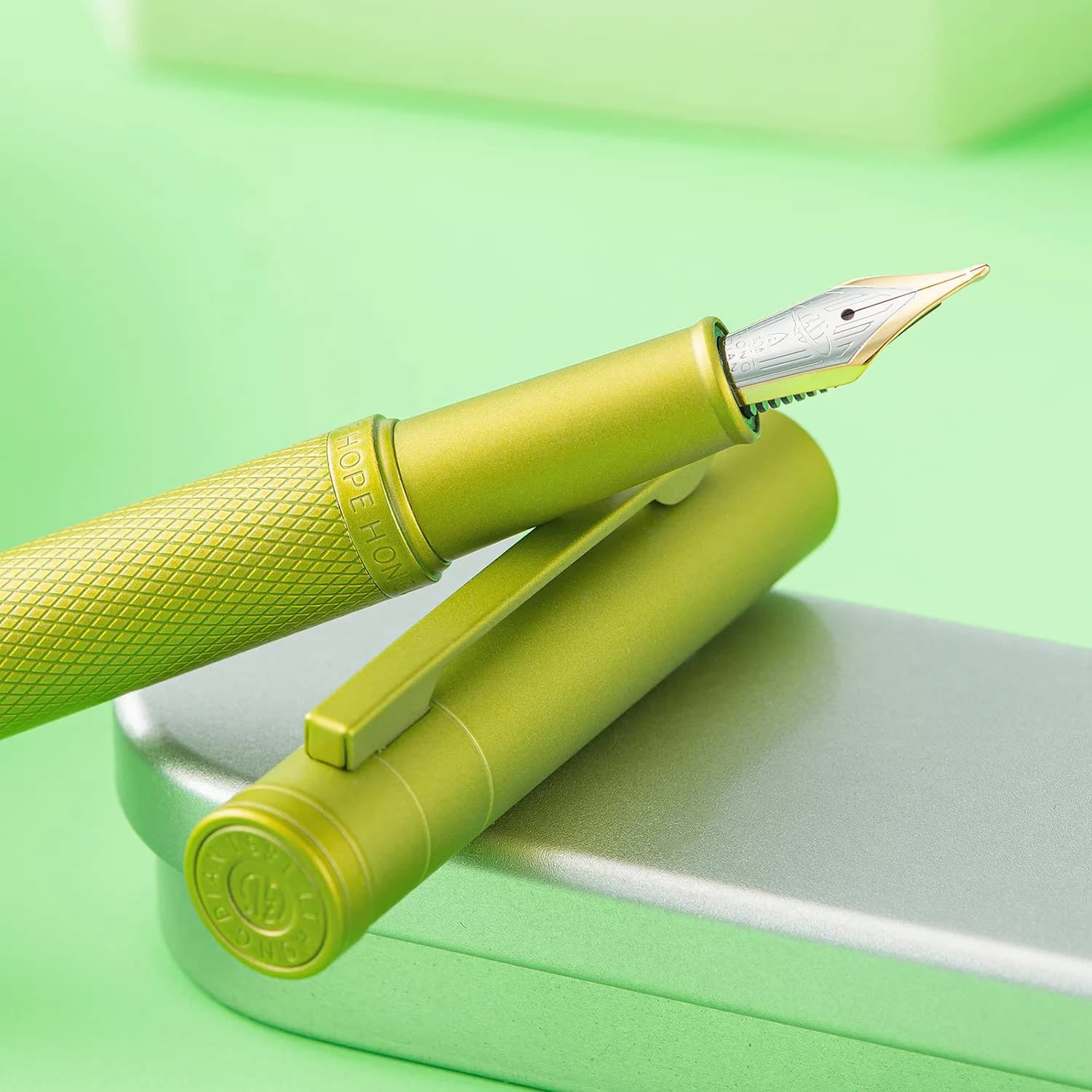 Asvine Mustard Yellow Blade Nib Fountain Pen 138mm (5.43 in) | Calligraphy Writing Instrument - view 6