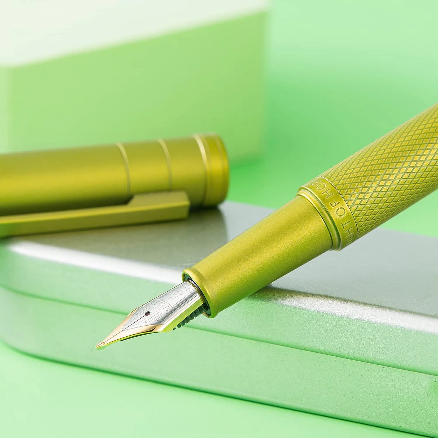 Asvine Mustard Yellow Blade Nib Fountain Pen 138mm (5.43 in) | Calligraphy Writing Instrument - view 7