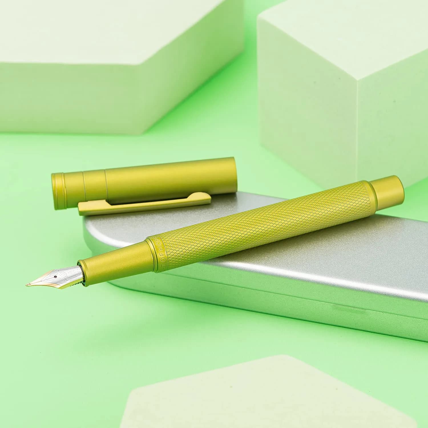 Asvine Mustard Yellow Blade Nib Fountain Pen 138mm (5.43 in) | Calligraphy Writing Instrument - view 8