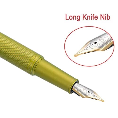 Asvine Mustard Yellow Blade Nib Fountain Pen 138mm (5.43 in) | Calligraphy Writing Instrument thumbnail 2