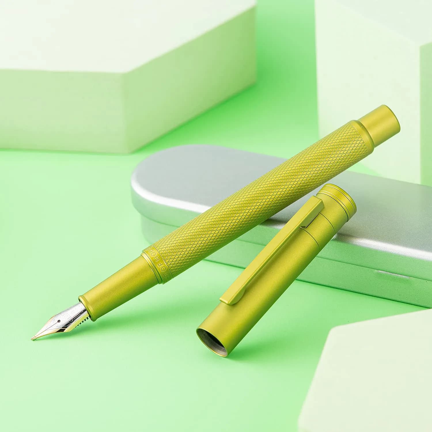 Asvine Mustard Yellow Blade Nib Fountain Pen 138mm (5.43 in) | Calligraphy Writing Instrument - view 4