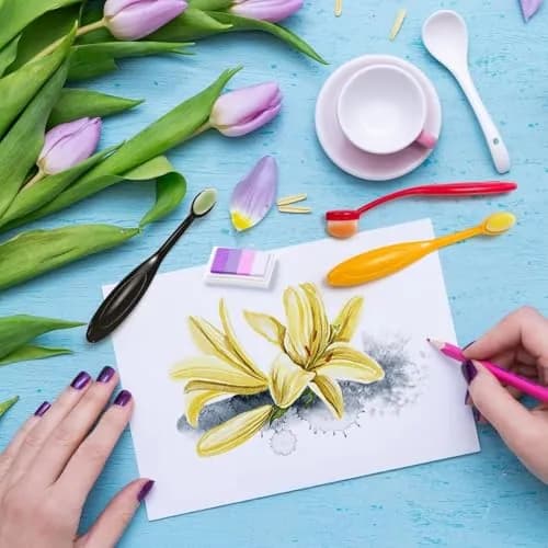 Youeon 20 Pack Art Supplies Mini Colored Ink Blending Brushes | Small Ink Blending Tools for Card Making & Painting thumbnail 6