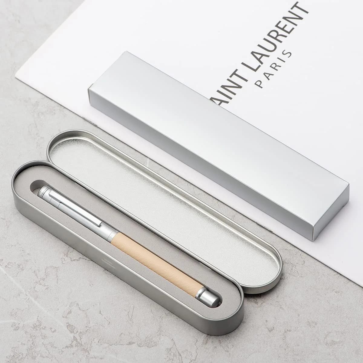 Asvine White Forest Fountain Pen Blade Nib Classic Design Calligraphy Pen with Converter and Metal Pen Case Set - view 5
