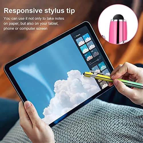 AUAUY 6 PCS Ballpoint Pens, 2 in 1 Stylus Pen with 12 Refills | Fast Dry Ink, Aluminum Body, Gradient Colors thumbnail 4