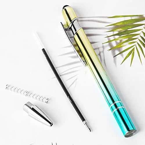 AUAUY 6 PCS Ballpoint Pens, 2 in 1 Stylus Pen with 12 Refills | Fast Dry Ink, Aluminum Body, Gradient Colors thumbnail 3