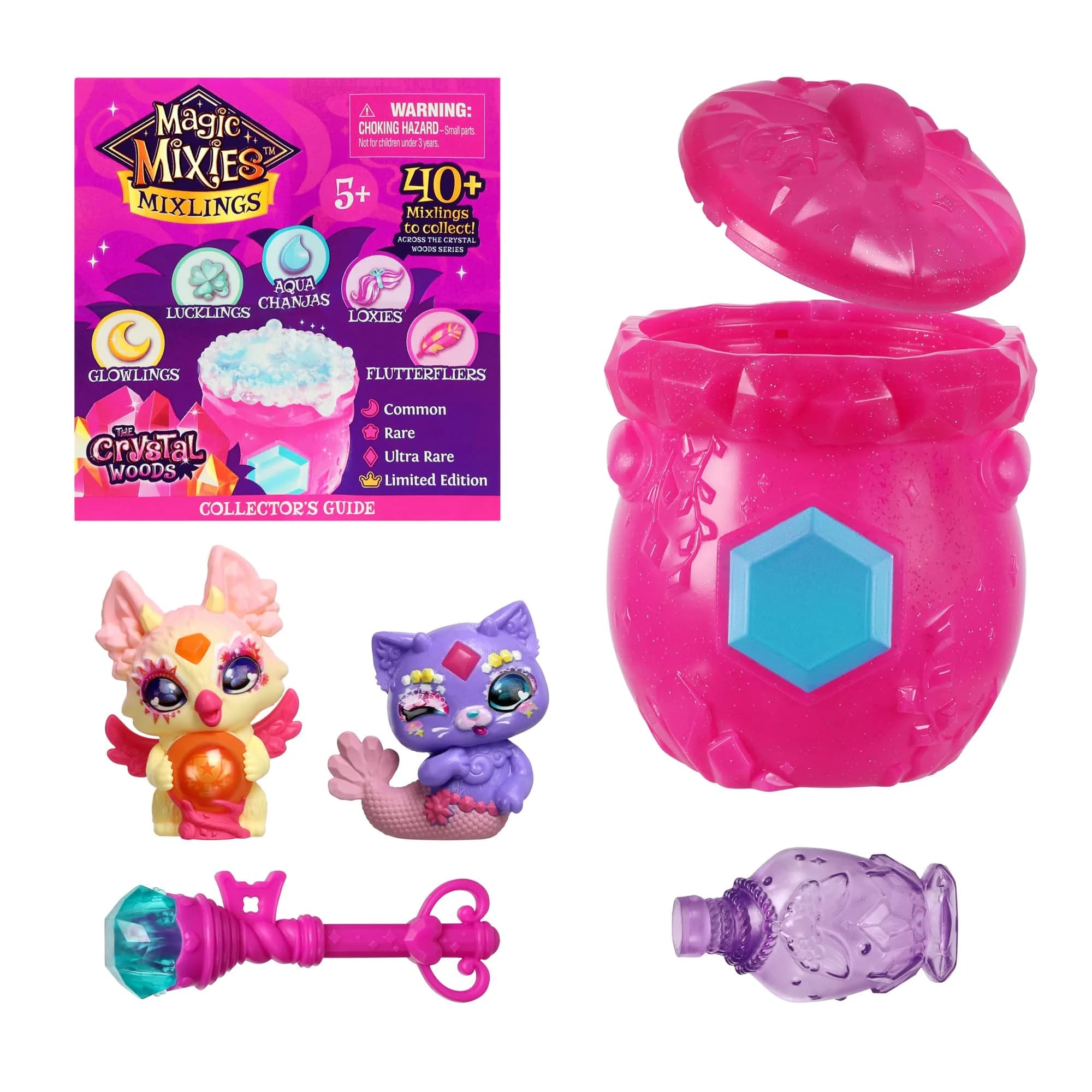 Magic Mixies Mixlings 2 Pack Cauldron with Magical Fizz and Reveal Unboxing, Crystal Woods Series (2 Figurines, 2 Wands, 3 Ingredients) - main product image