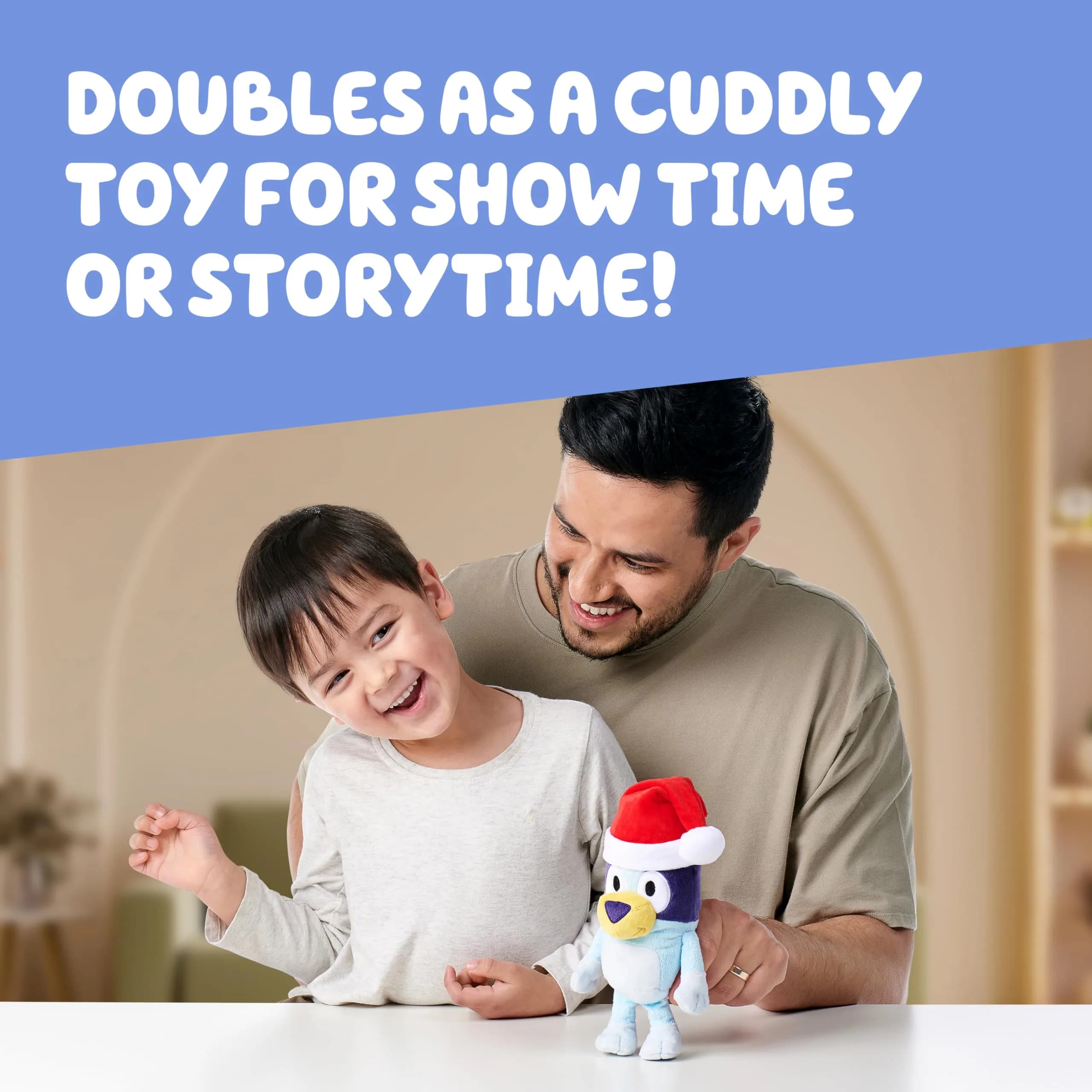 Bluey Toddler Plush Toys Pack of 2, 17.78-20.32 cm (7-8 inches) | Soft, Festive Holiday Season Plush Figures with Santa Hats - view 2