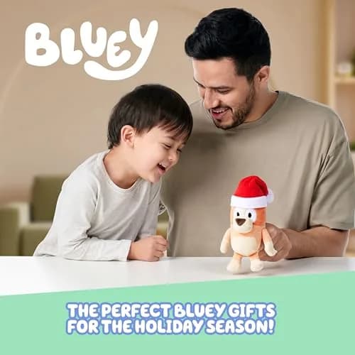 Bluey Toddler Plush Toys Pack of 2, 17.78-20.32 cm (7-8 inches) | Soft, Festive Holiday Season Plush Figures with Santa Hats thumbnail 3