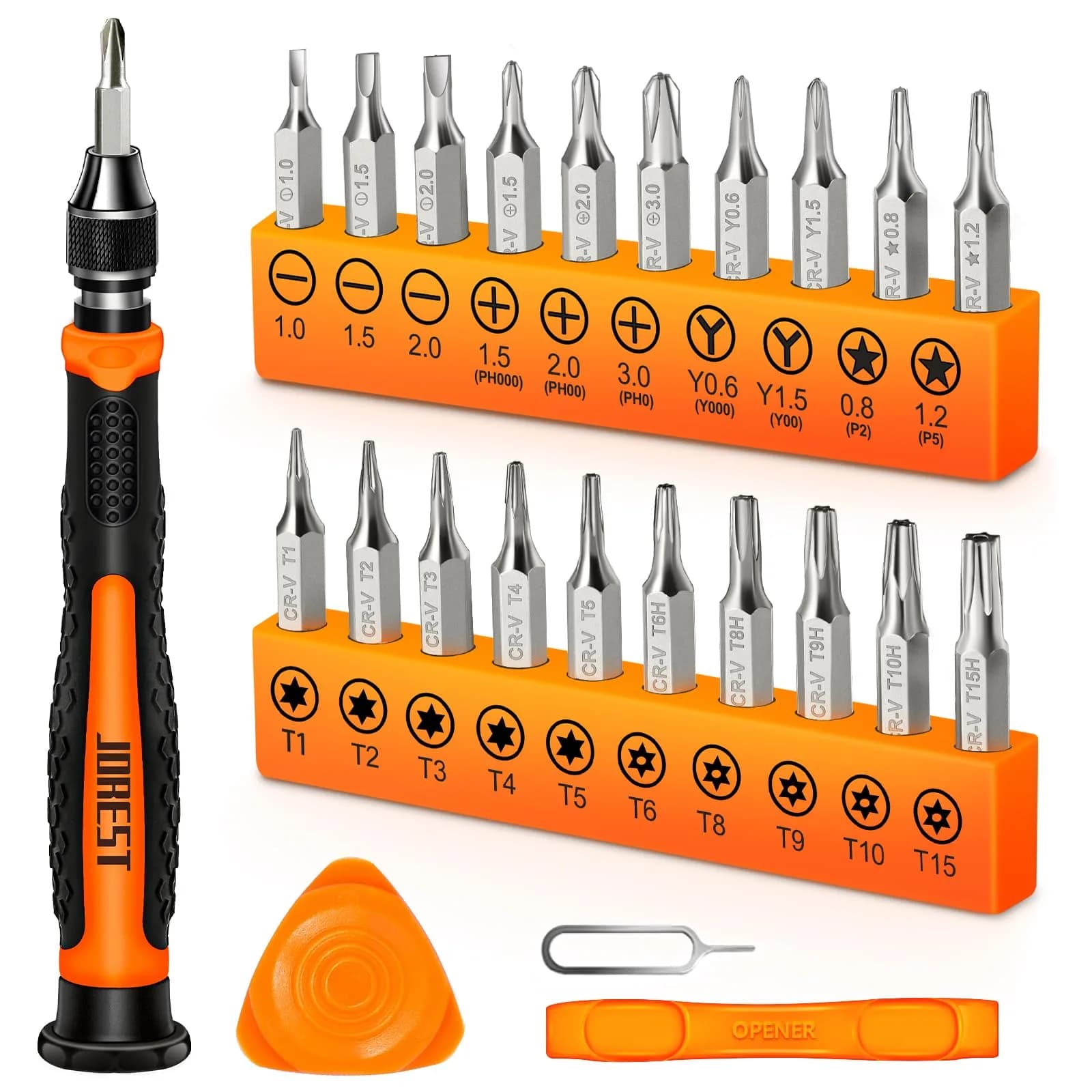 Jorest 24-Piece Precision Screwdriver Set with Torx T5 T6 T8 T9, Y00, P5 | Multi-Bit Repair Tool Kit for Electronics & Gadgets - main product image