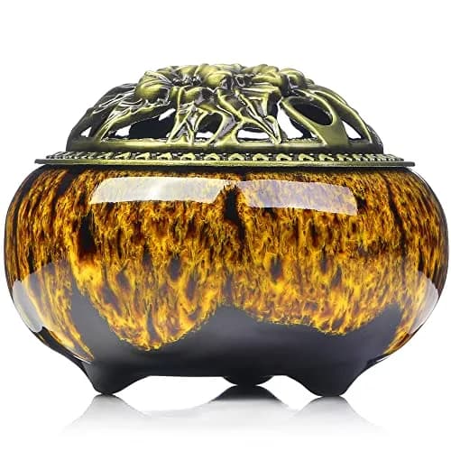 LamDawn Incense Burner with Calabash Holder | Porcelain Ceramic for Resin & Coil Incense thumbnail 9