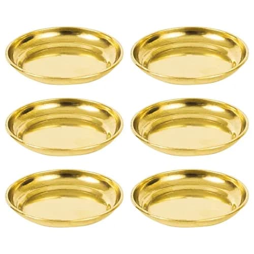 Spillbox Traditional Brass Diya for Puja | Small Pooja Plate 9.5cm (3.7in) | Authentic Indian Pooja Item thumbnail 1