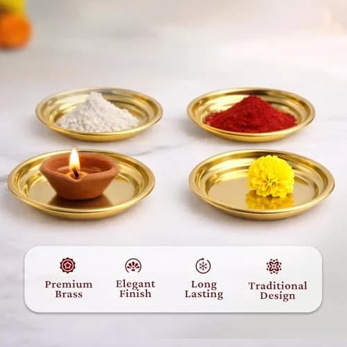 Spillbox Traditional Brass Diya for Puja 8.4cm (2-Pack) | Authentic Indian Pooja Aarti Lamp thumbnail 9