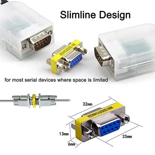 DTECH Serial Adapter 3-Pack (DB9 F-F, M-F, M-M) Mini Size RS232 Coupler | Straight-Through Wired thumbnail 6